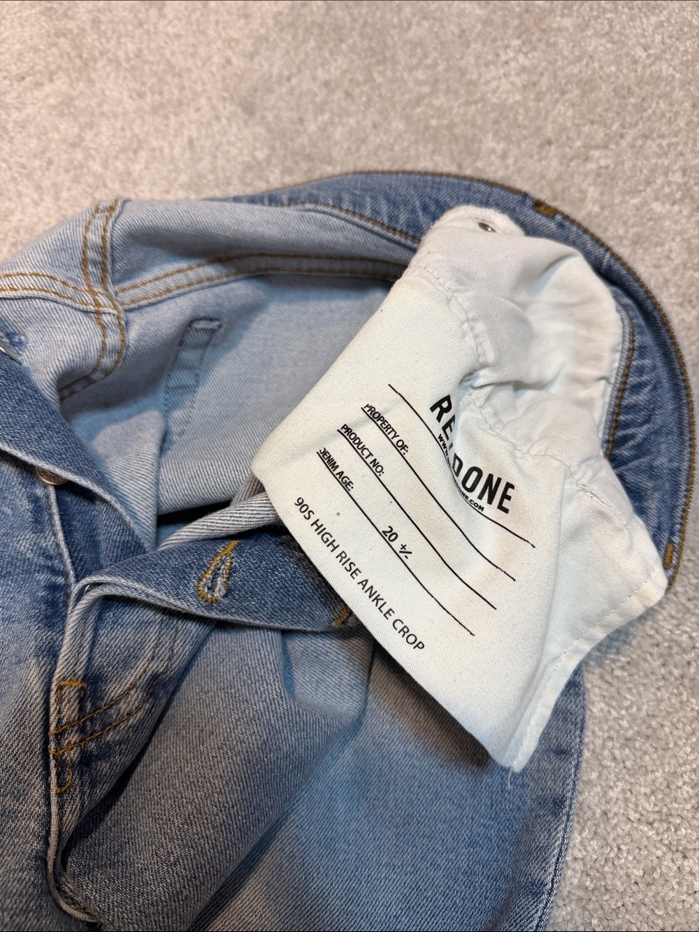 Re/Done 90s Highrise Ankle Crop Jeans in Light Blue Wash NEW w/tags - Picture 8 of 8